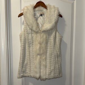 Emma G Textured Faux Fur Vest in Cream